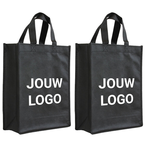 Spoedlevering: Levertijd ca. 7 werkdagen Shopper bedrukken Zwart non woven 24x10x30cm - Spoed