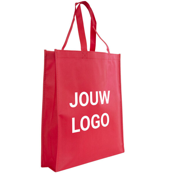 Spoedlevering: Levertijd ca. 7 werkdagen Shopper bedrukken Rood non woven 40x9x42cm - Spoed