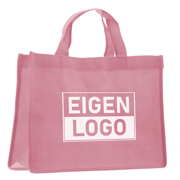 Spoedlevering: Levertijd ca. 7 werkdagen Shopper bedrukken Roze non woven 32x12x25cm - Spoed