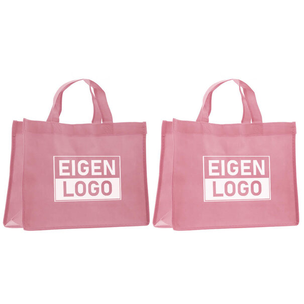 Spoedlevering: Levertijd ca. 7 werkdagen Shopper bedrukken Roze non woven 32x12x25cm - Spoed