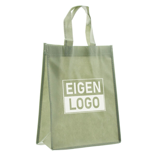 Spoedlevering: Levertijd ca. 7 werkdagen Shopper bedrukken Groen non woven 24x10x30cm - Spoed