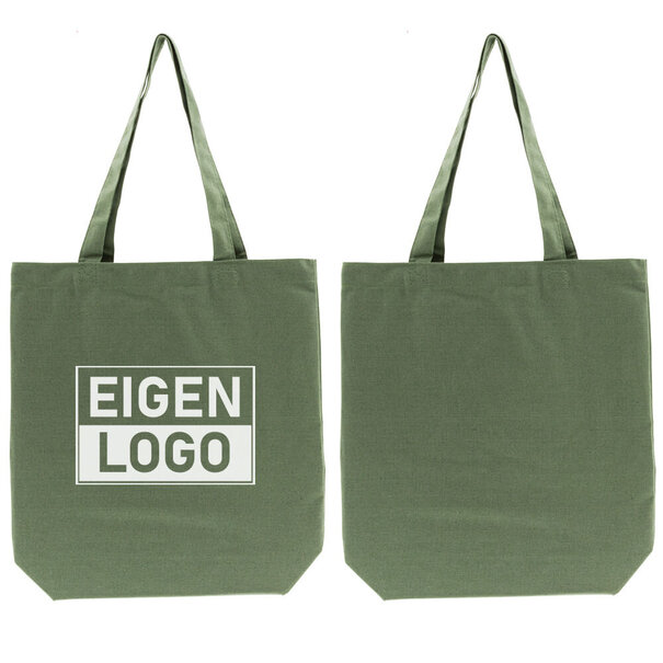 Spoedlevering: Levertijd ca. 7 werkdagen Katoenen tas bedrukken 38x42+10cm Groen - Spoed