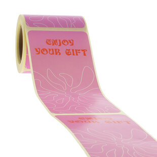 100x sluitsticker 'Enjoy your gift' Roze-Rood