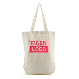 Katoenen tas bedrukken met NEON - 38x42+10cm Ecru