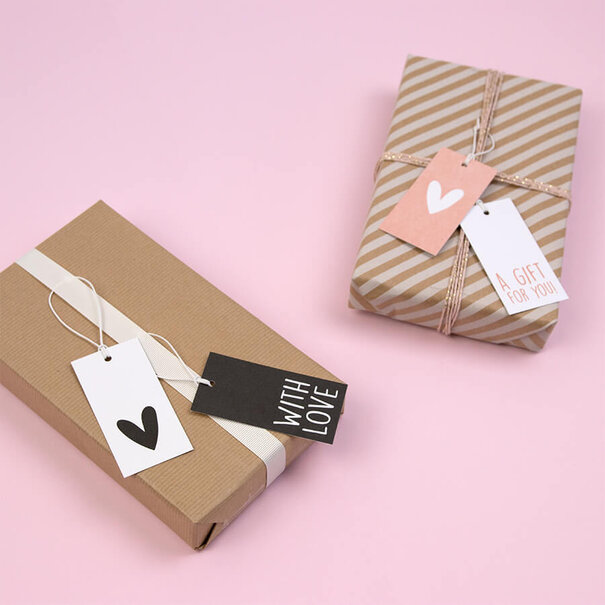 Levering uit voorraad 50x Cadeaulabels 'A gift for you' Wit-Roze