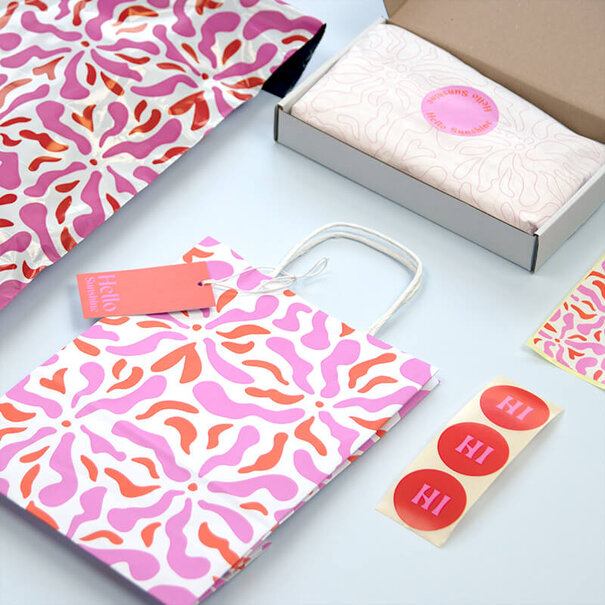 Levering uit voorraad 50x Cadeaulabels 'Hello Sunshine' Rood-Roze