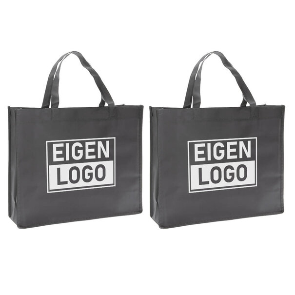 Spoedlevering: Levertijd ca. 7 werkdagen Shopper bedrukken Grijs non woven 42x12x35cm - Spoed