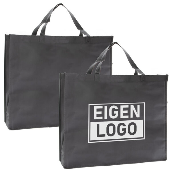 Spoedlevering: Levertijd ca. 7 werkdagen Shopper bedrukken Grijs non woven 54x14x45cm - Spoed