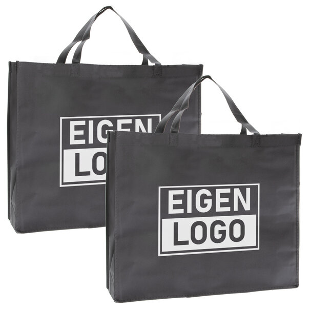 Spoedlevering: Levertijd ca. 7 werkdagen Shopper bedrukken Grijs non woven 54x14x45cm - Spoed