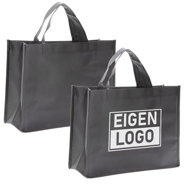 Spoedlevering: Levertijd ca. 7 werkdagen Shopper bedrukken Grijs non woven 32x12x25cm - Spoed