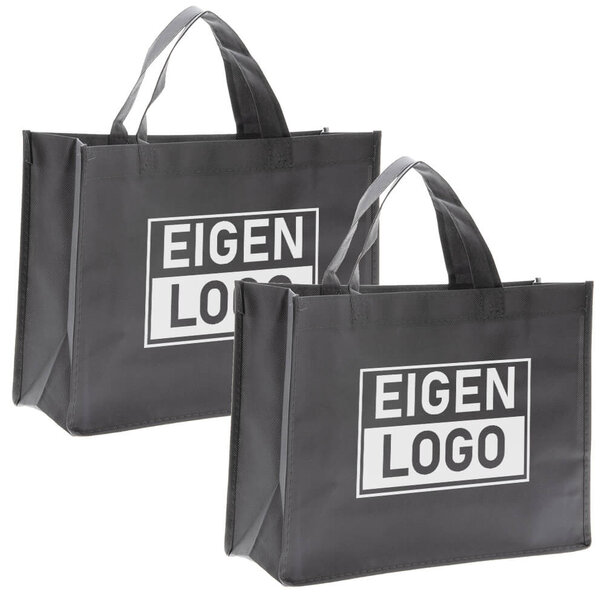 Spoedlevering: Levertijd ca. 7 werkdagen Shopper bedrukken Grijs non woven 32x12x25cm - Spoed