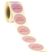 500x sticker 'Happy Birthday' Roze 40mm