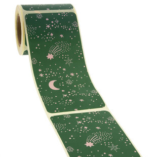 100x sluitsticker 'Starry Night' Roze-Groen