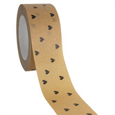 Papieren tape Bruin-Zwart 'Hearts' 50mmx50mtr