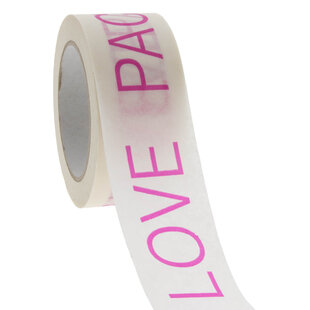 Papieren tape 'Packed with love' Wit 50mmx50mtr