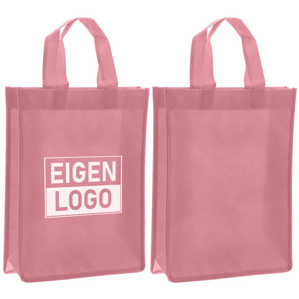 Spoedlevering: Levertijd ca. 7 werkdagen Shopper bedrukken Roze non woven 24x10x30cm - Spoed