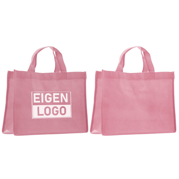 Spoedlevering: Levertijd ca. 7 werkdagen Shopper bedrukken Roze non woven 32x12x25cm - Spoed