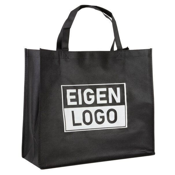 Spoedlevering: Levertijd ca. 7 werkdagen Shopper bedrukken Zwart non woven 45x20x40cm - Spoed