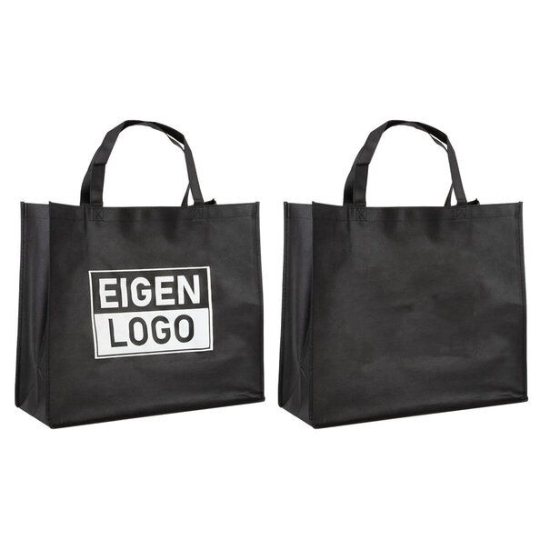 Spoedlevering: Levertijd ca. 7 werkdagen Shopper bedrukken Zwart non woven 45x20x40cm - Spoed