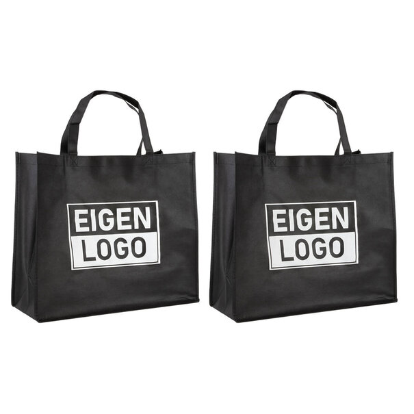 Spoedlevering: Levertijd ca. 7 werkdagen Shopper bedrukken Zwart non woven 45x20x40cm - Spoed