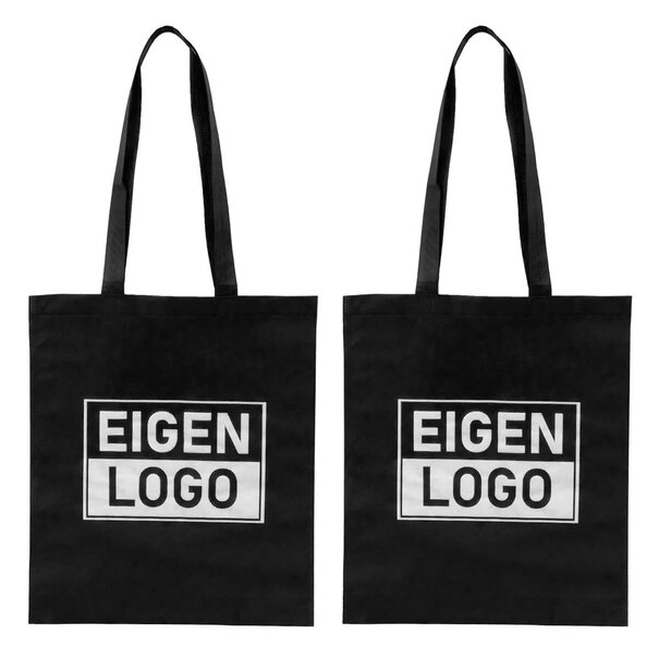 Levertijd ca.10 werkdagen Tas bedrukken Zwart Non Woven 38x44 + 2x4cm - Spoed