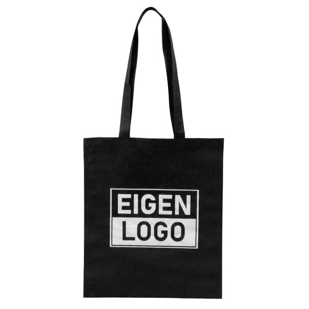 Levertijd ca.10 werkdagen Tas bedrukken Zwart Non Woven 38x44 + 2x4cm - Spoed