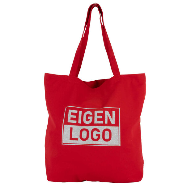 Spoedlevering: Levertijd ca. 7 werkdagen Katoenen tas bedrukken 54x48+14cm Cherry Red - Spoed