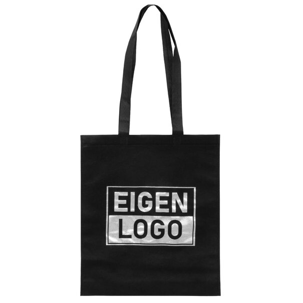 Levertijd ca.10 werkdagen Tas bedrukken Zwart Non Woven 38x44 + 2x4cm - Spoed