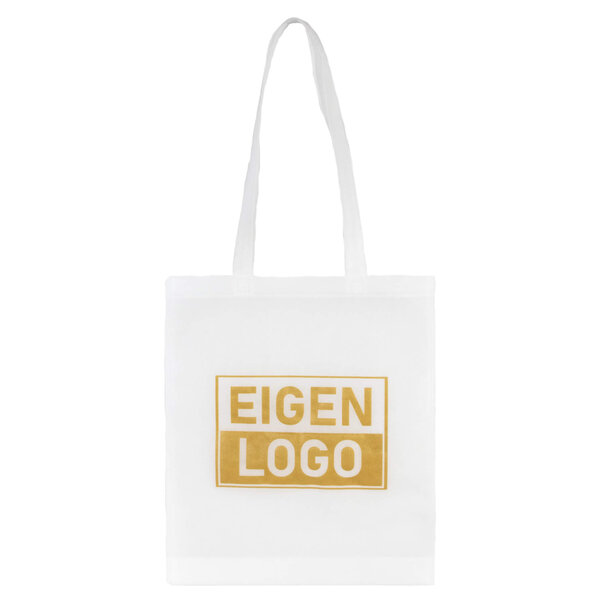 Levertijd ca. 7 werkdagen Tas bedrukken Wit Non Woven 38x44 + 2x4cm - Spoed