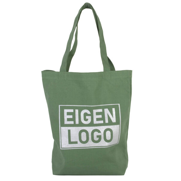 Spoedlevering: Levertijd ca. 7 werkdagen Katoenen tas bedrukken 38x42+10cm Groen - Spoed