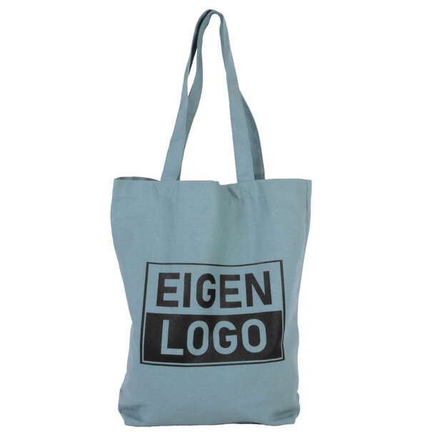 Spoedlevering: Levertijd ca. 7 werkdagen Katoenen tas bedrukken 38x42+10cm Blauw - Spoed