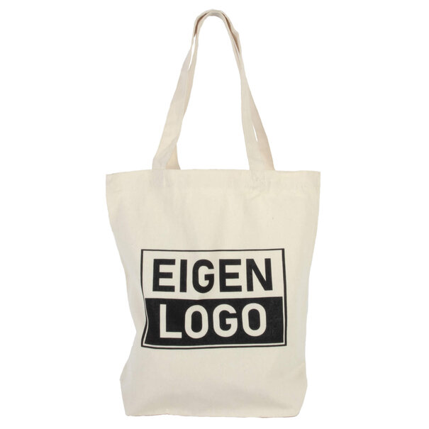 Levertijd ca.10 werkdagen Katoenen tas bedrukken 38x42+10cm Ecru - Spoed