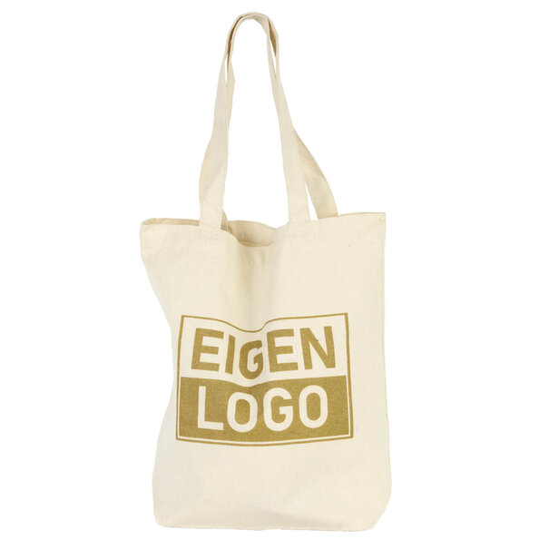 Levertijd ca.10 werkdagen Katoenen tas bedrukken 38x42+10cm Ecru - Spoed