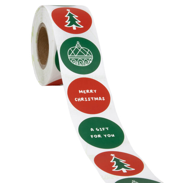 Levering uit voorraad 500x sticker Kerst assorti Rood-Groen 40mm