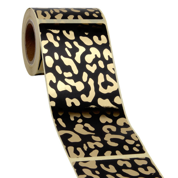 Levering uit voorraad 100x sluitsticker Leopard Zwart-Goud