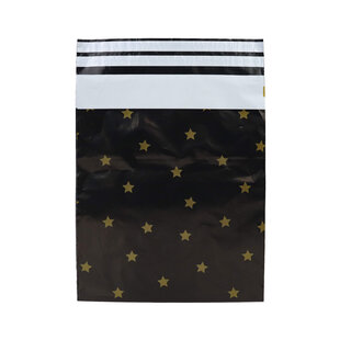 100x verzendzakken Black Stars Gold Medium