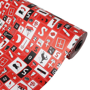Inpakpapier Piet en Pakjes - Rood - 50cm x 100mtr