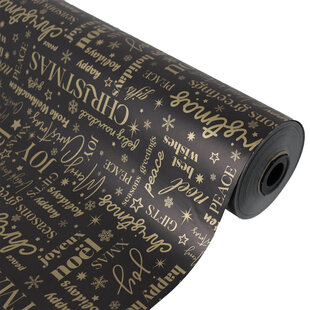 Inpakpapier Kerst International - Zwart/Goud - 30cm x 100mtr