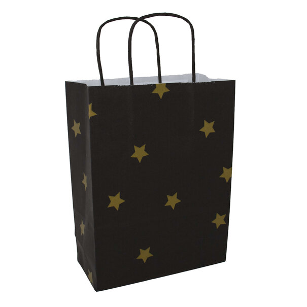 Levering uit voorraad 50x papieren tasjes Black Stars Gold A5