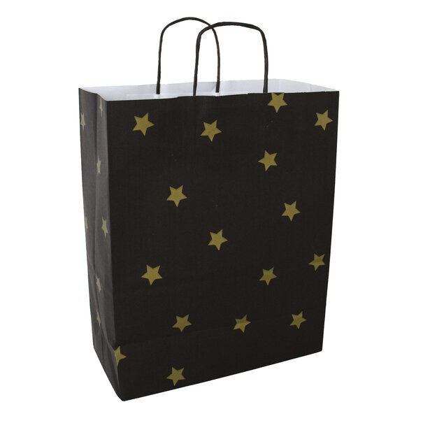 Levering uit voorraad 50x papieren tasjes Black Stars Gold A4