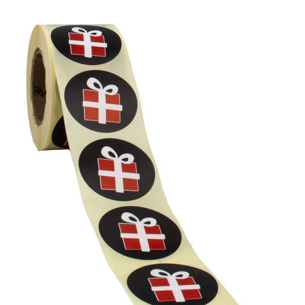 Levering uit voorraad 500x  Sticker Sint 'Cadeau' 40mm