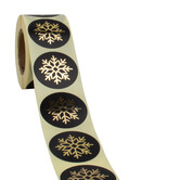 500x  Sticker 'Snowflake' Zwart-Goud 40mm