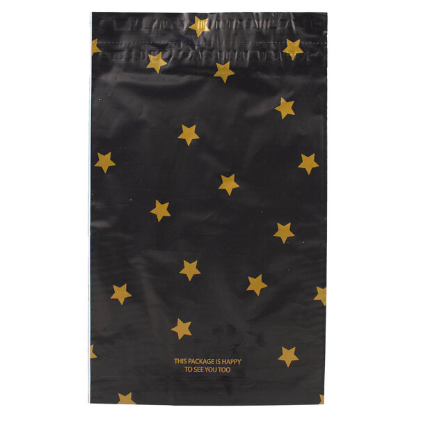 Levering uit voorraad 100x verzendzakken Black Stars Gold Small