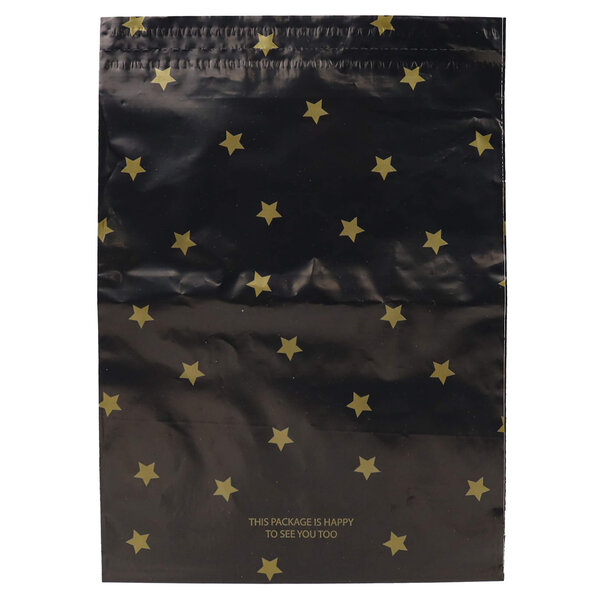 Levering uit voorraad 100x verzendzakken Black Stars Gold Medium