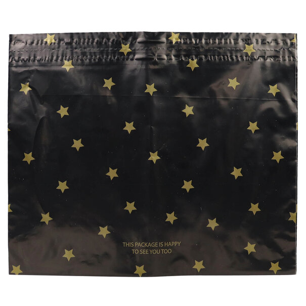 Levering uit voorraad 100x verzendzakken Black Stars Gold Large