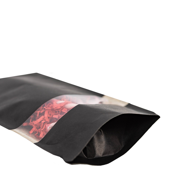 Levering uit voorraad 100x Stazakken met Venster Zwart 18x29cm