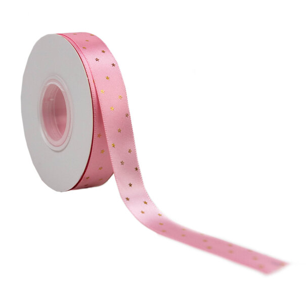 Levering uit voorraad Lint satijn Stars Gold SMALL (20mm x25m)