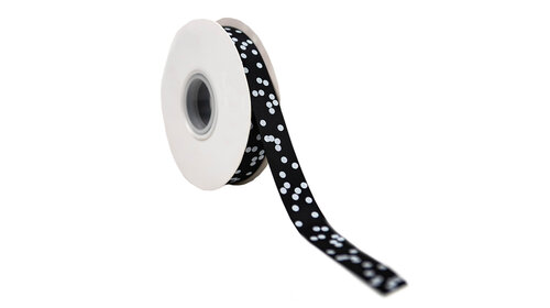 Lint satijn Zwart Dots SMALL (20mm x25m)