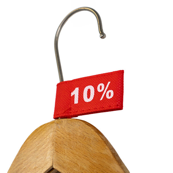 Levering uit voorraad 50x Kledinglabel 3x6cm - 10% rood