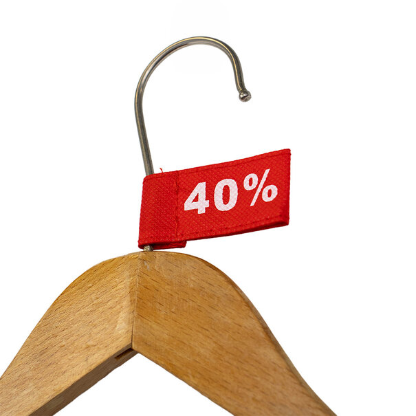 Levering uit voorraad 50x Kledinglabel 3x6cm - 40% rood